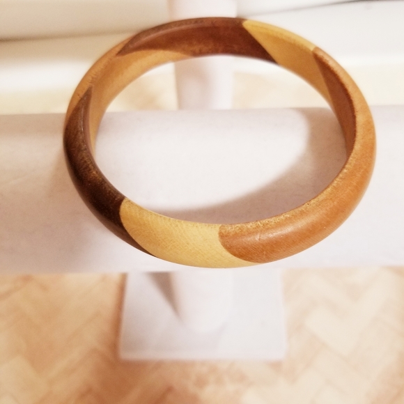 Wooden, Modern Bangle Bracelet - Picture 3 of 4